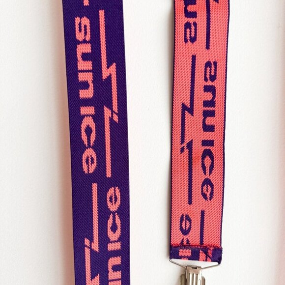 Vintage SUNICE Reversible Pink Purple Elastic Suspenders - Picture 3 of 5
